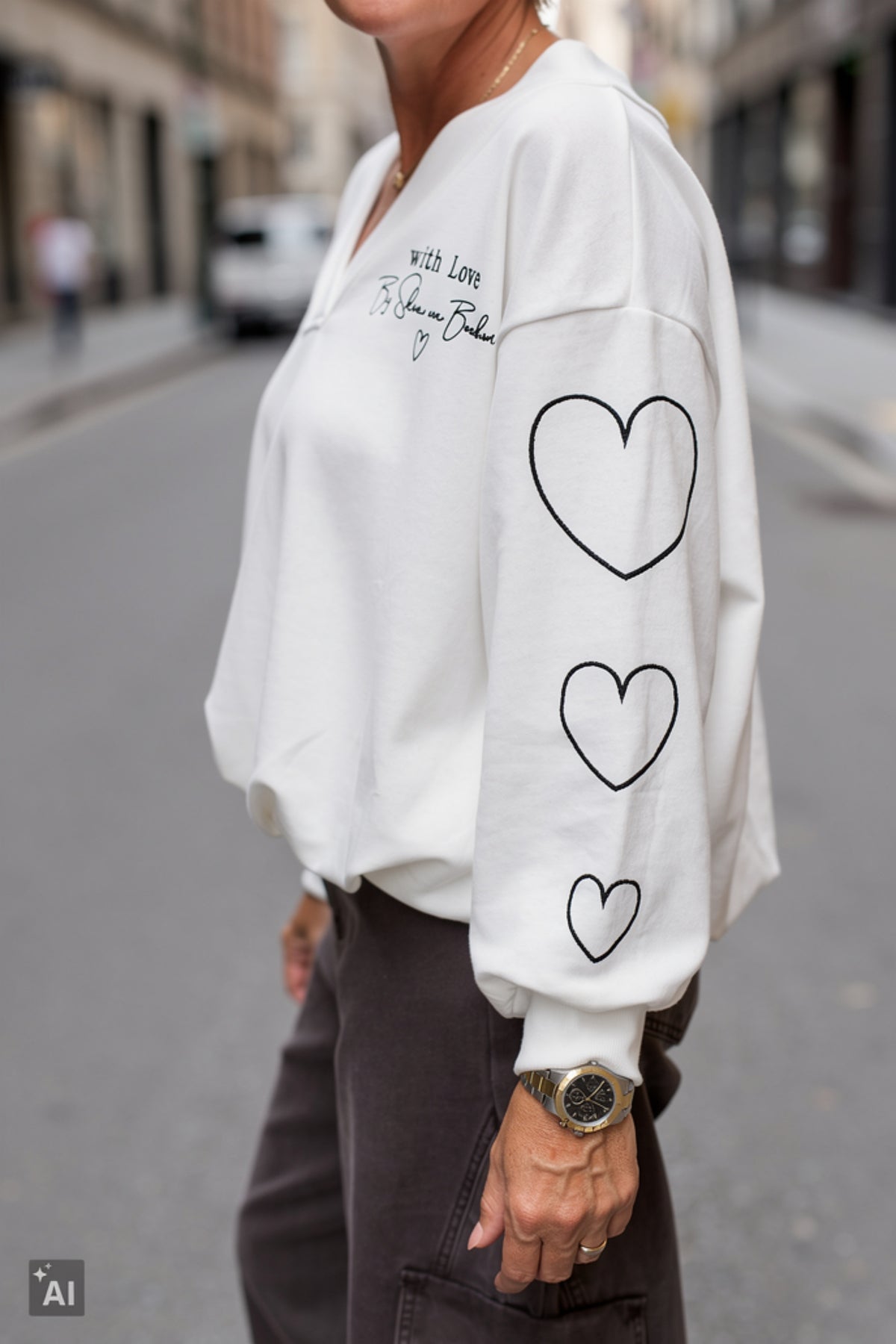 Sweaty with Love by Silvia van Beekum, ecru-schwarz