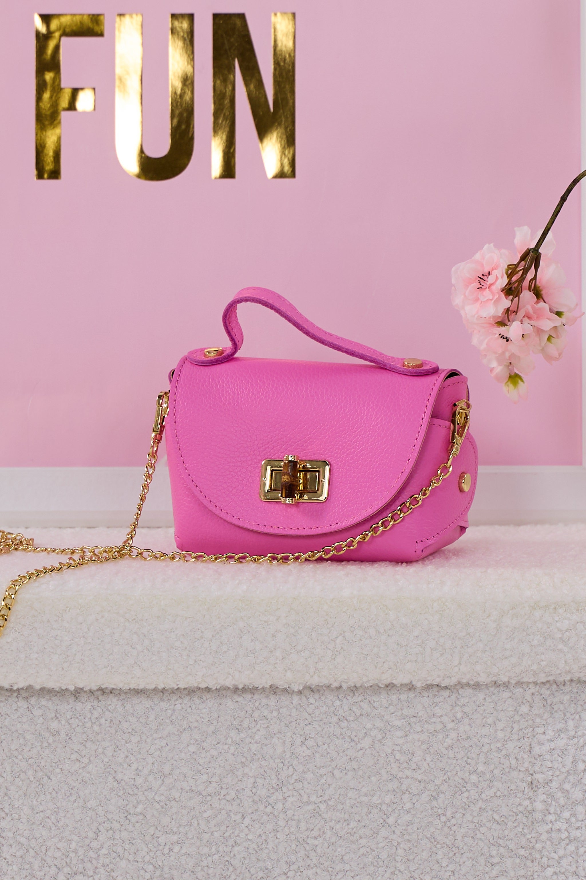 Kleine Echtleder Tasche, pink