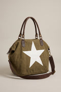 Canvas Shopper with Star, brown-white