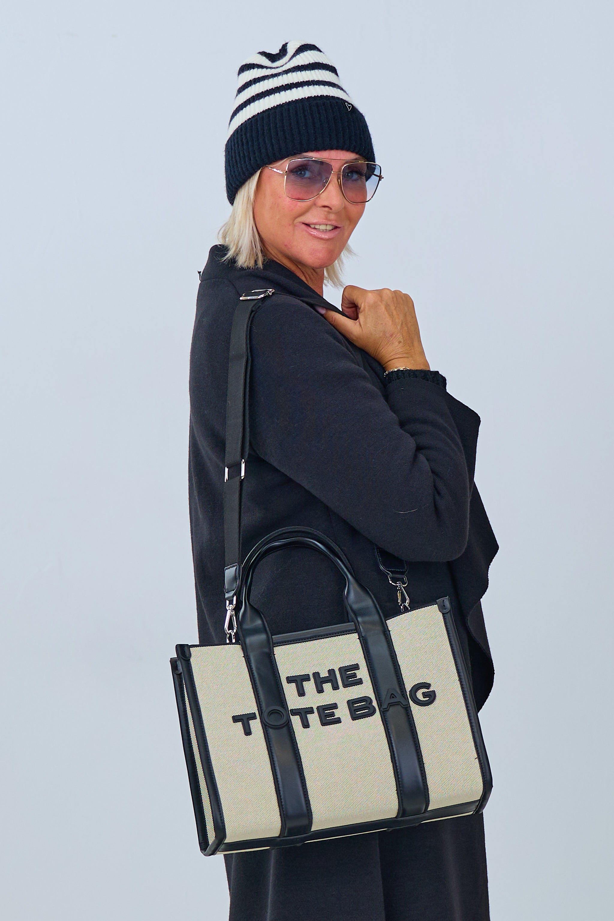 Stylischer Shopper bicolor, beige-schwarz von Trends & Lifestyle