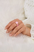Elastischer Perlenring, rosa-gold