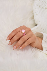 Elastischer Perlenring, rosa-gold