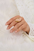 Edelstahlring mit Stein, gold-rosa