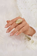 Edelstahlring mit Stein, gold-natur
