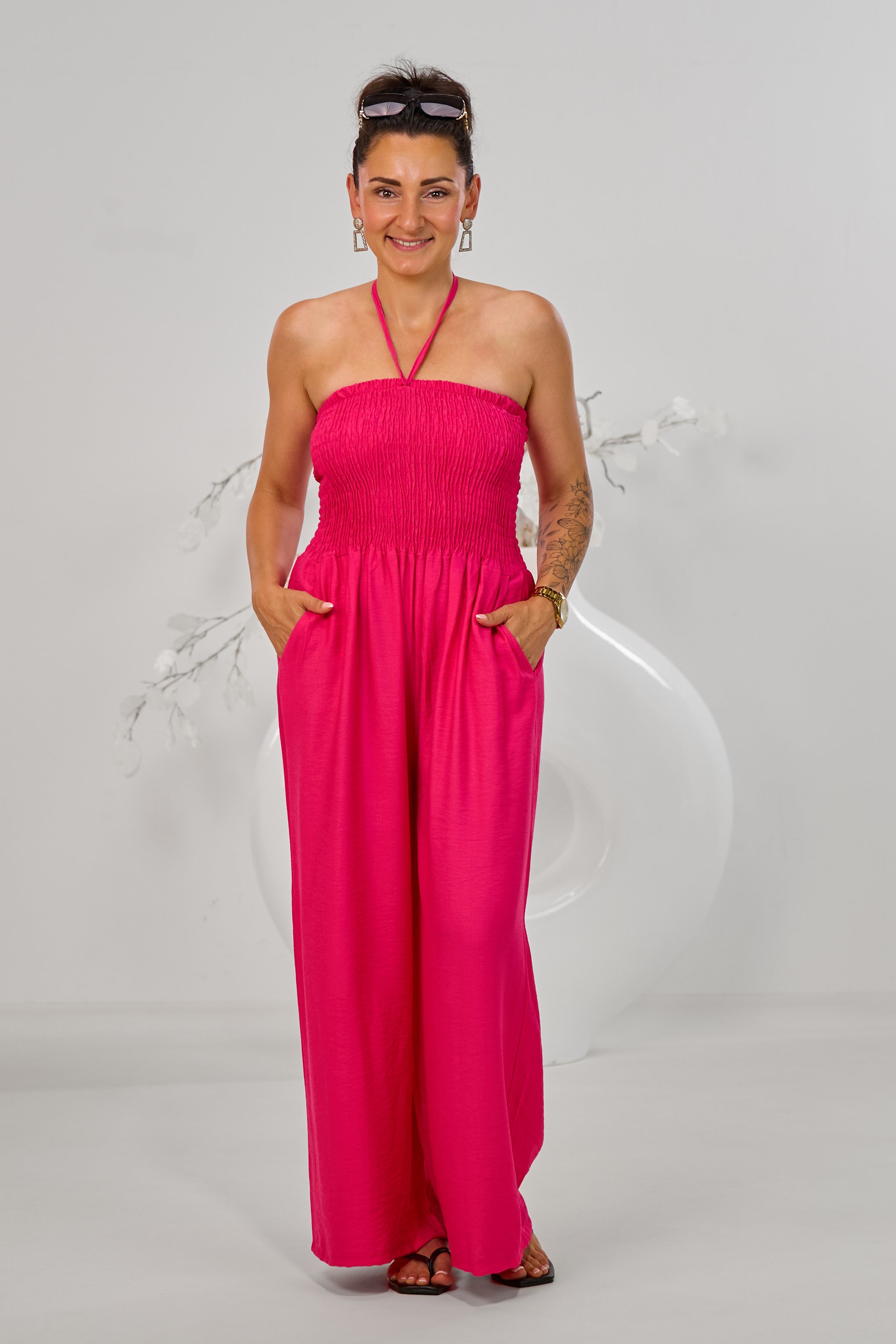 Gesmokter Overall, pink