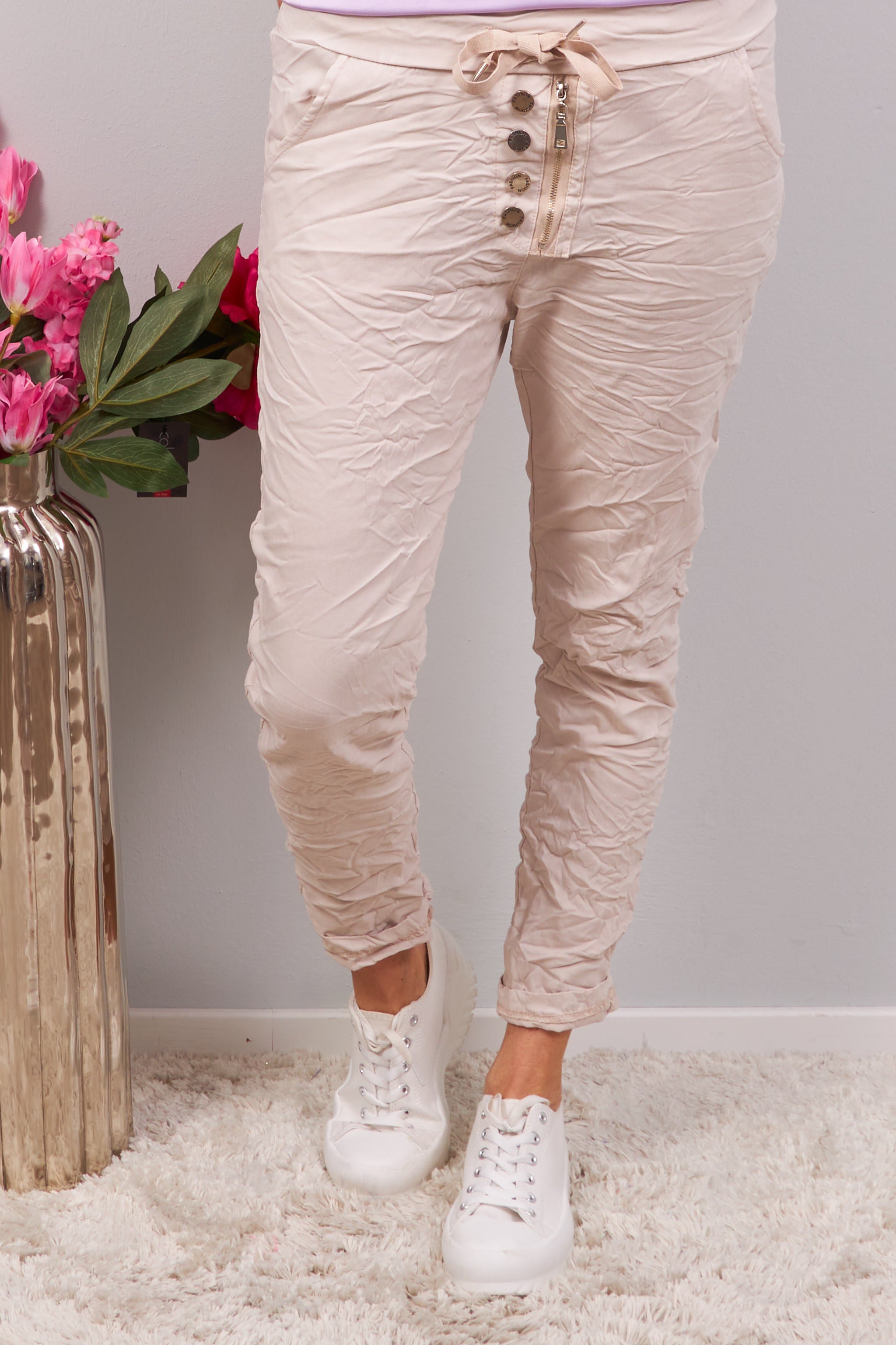 Pants with decorative zip, natural